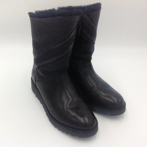UGG Lorna Boots Black Leather Zip Design Sz 8